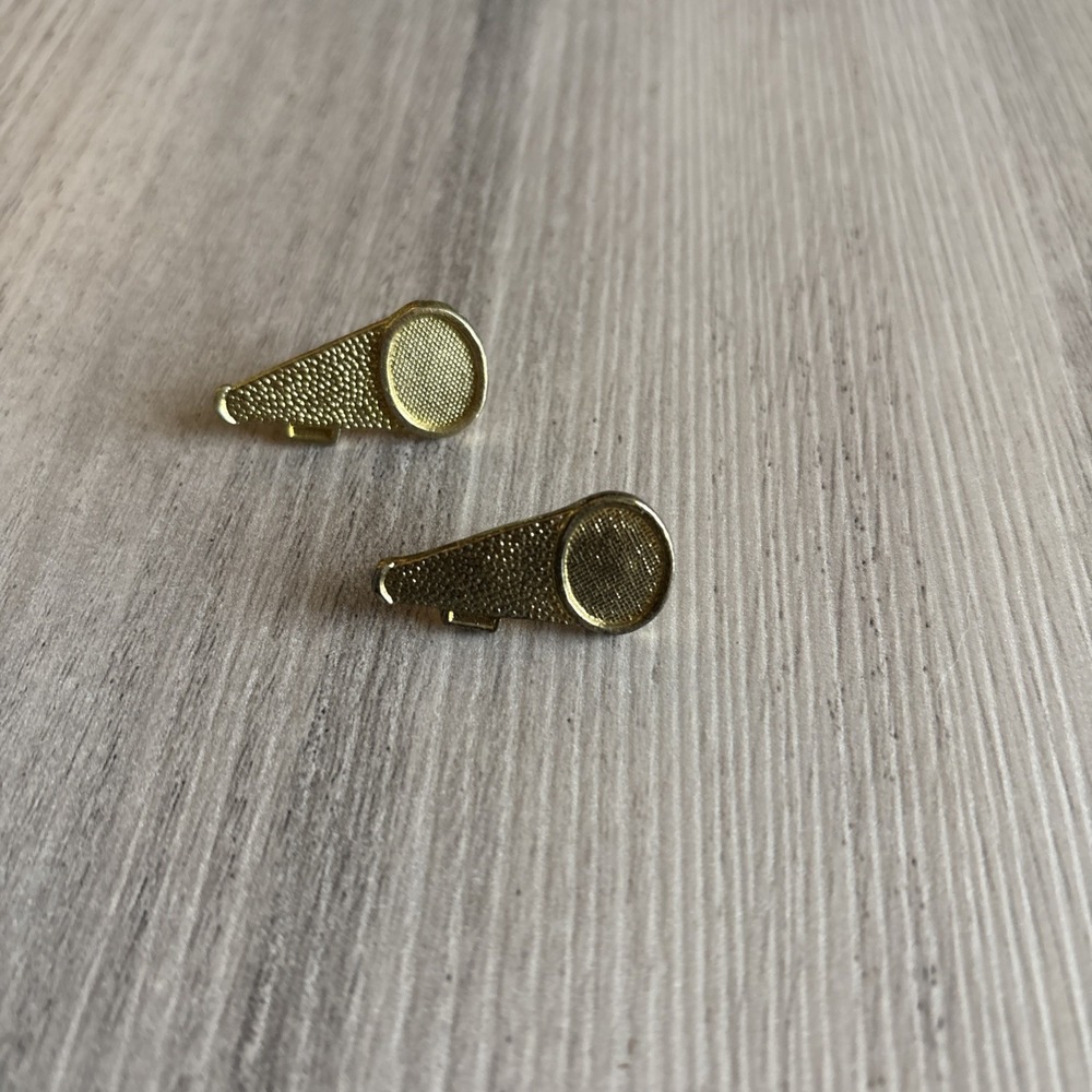 2‎ Vintage Cheer Megaphone Gold Tone Lapel Pins